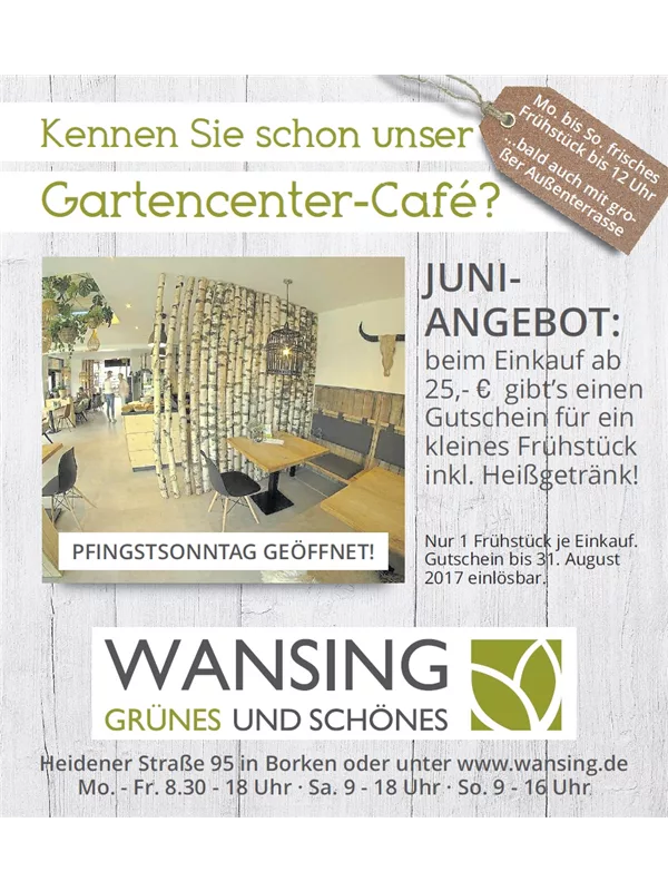 Juni-Angebot in unserem Gartencenter-Café